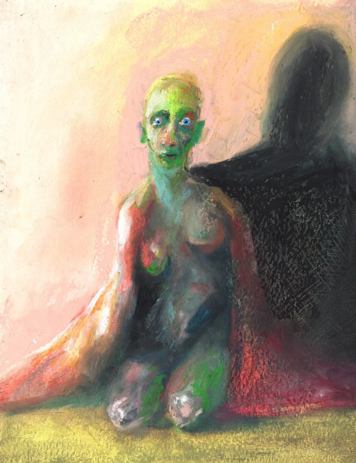 brazos como alas 2026 Oil pastel / angel wings. (22.9 X 30.5 cm)