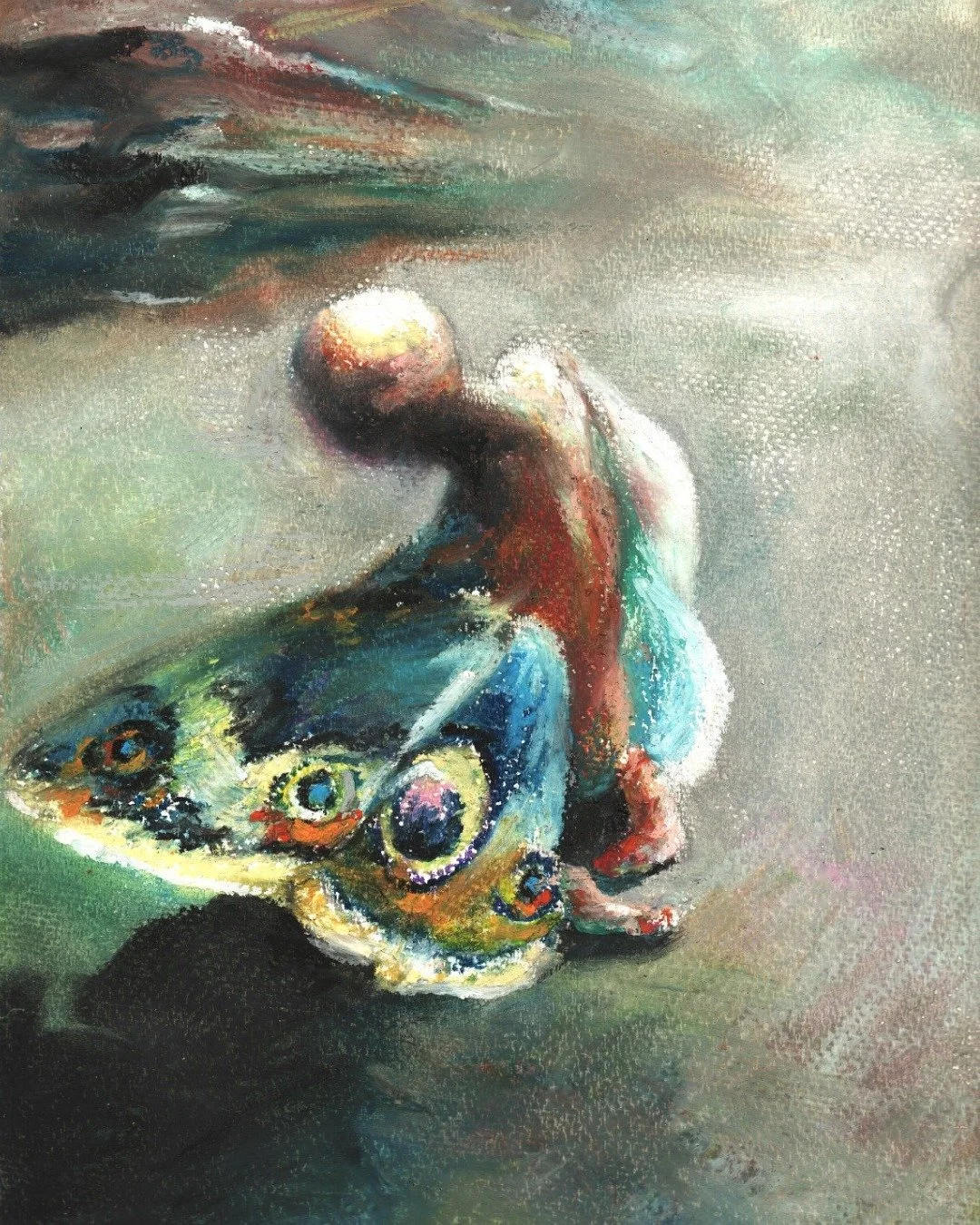 mariposa nocturna 2026 Oil pastel / angel wings. (22.9 X 30.5 cm)