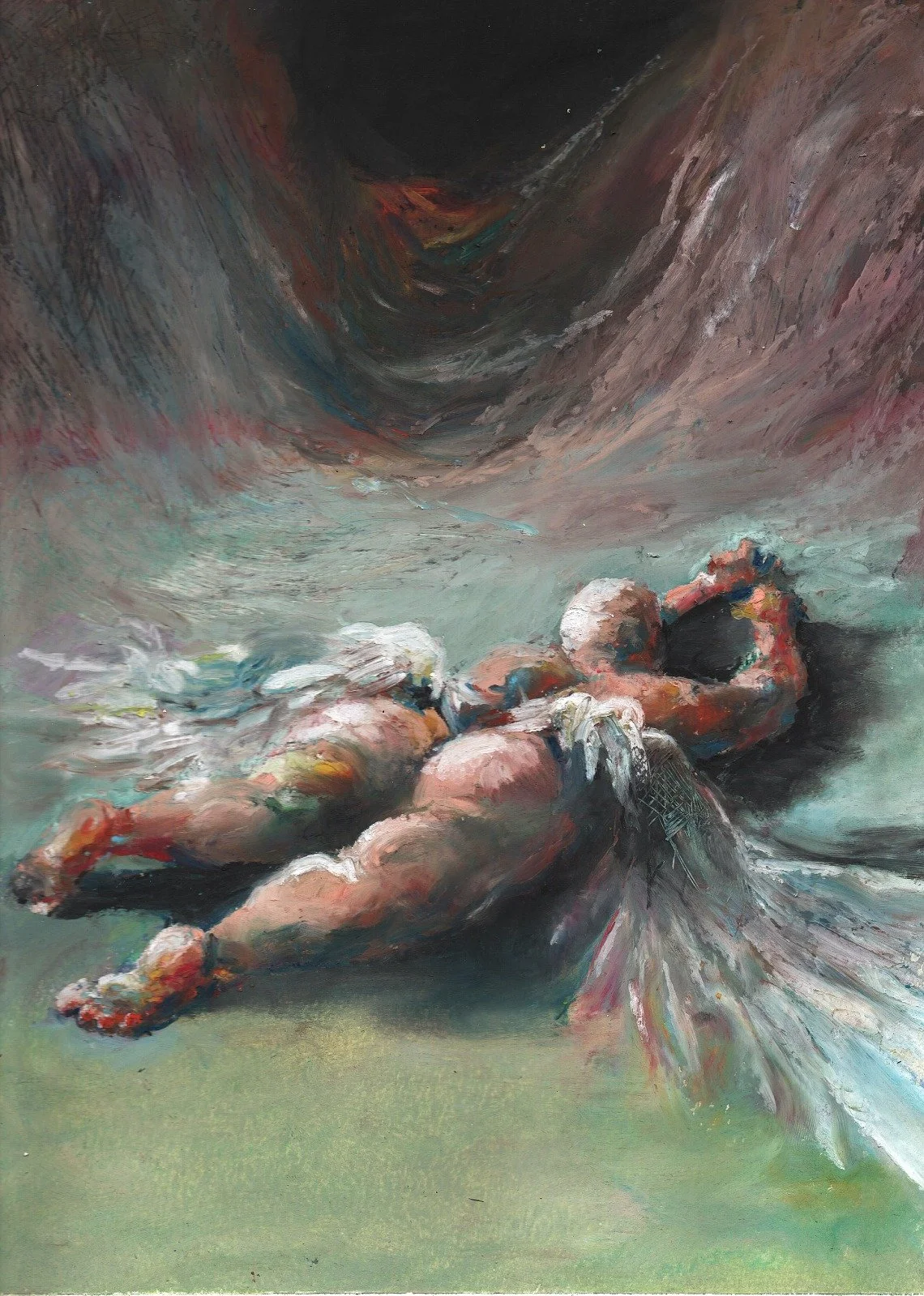 ángel dormido 2026 Oil pastel / angel wings. (22.9 X 30.5 cm) 