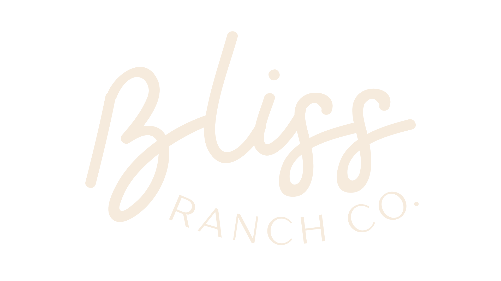 Stylized text graphic stating 'Bliss Ranch Co' shorthand for Bliss Ranch Company. Family-friendly farm in Central Coast, CA