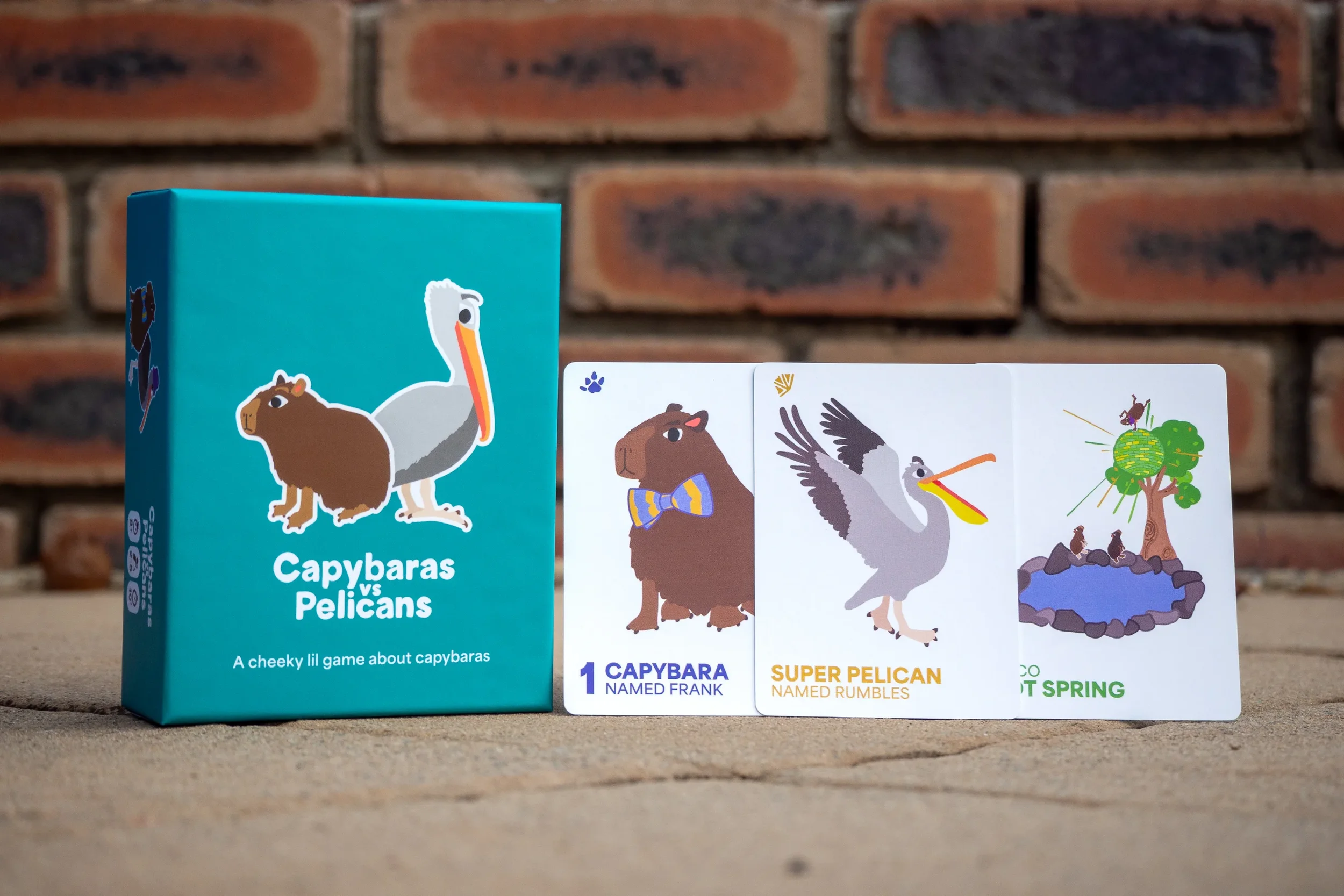 Capybaras vs Pelicans box next two three cards from the game