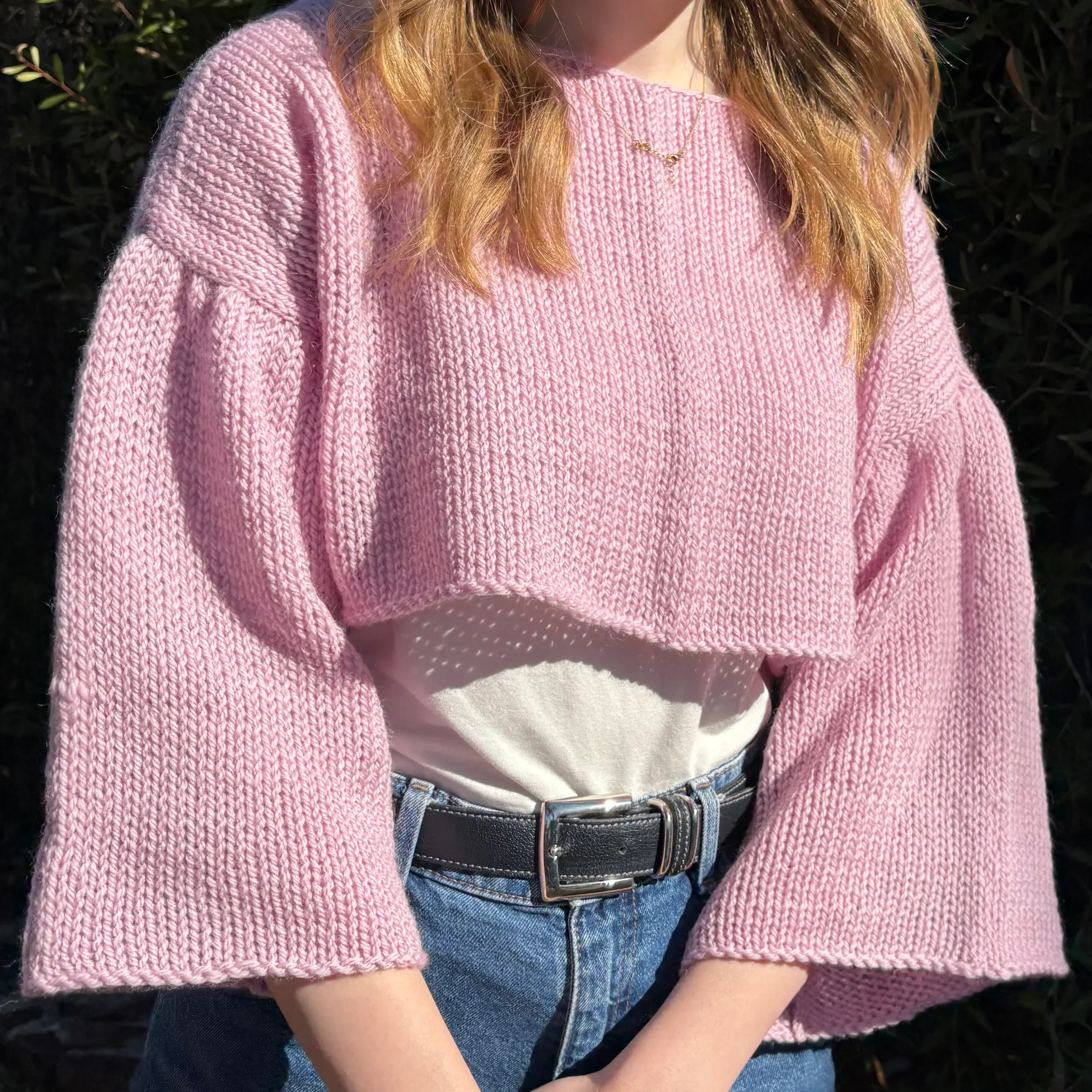 pink knit crop top