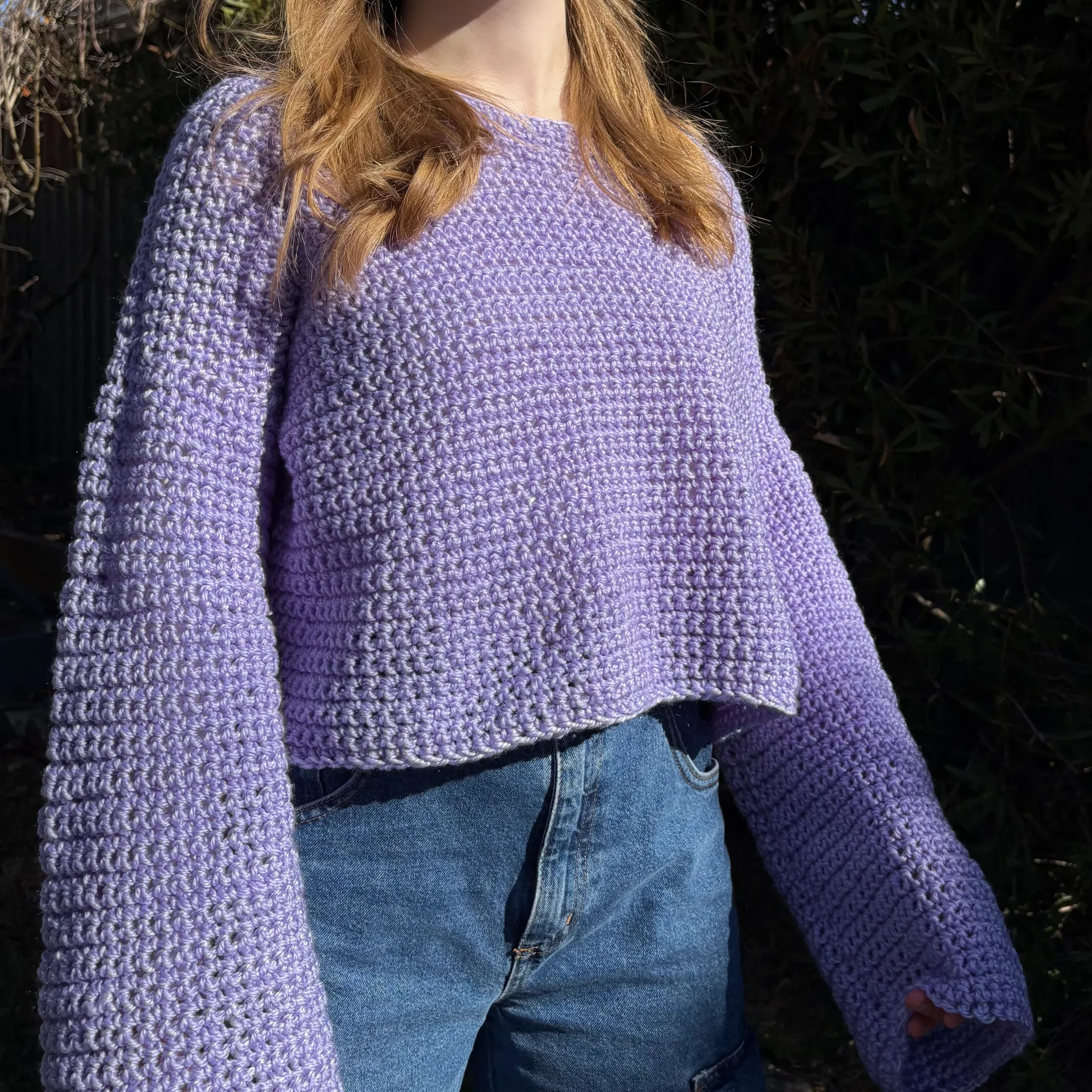 lilac crochet sweater jumper