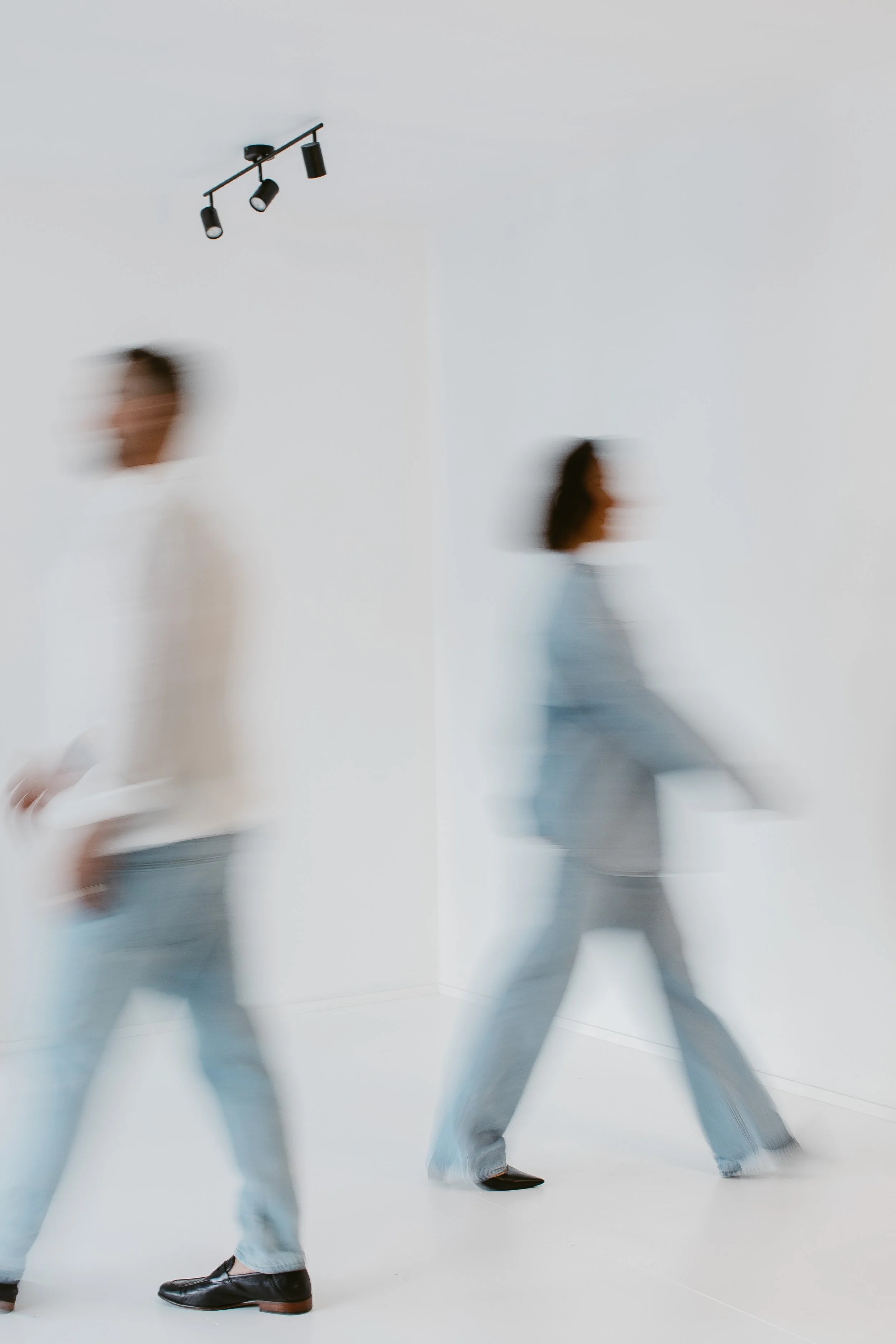 Professional construction company employees walking