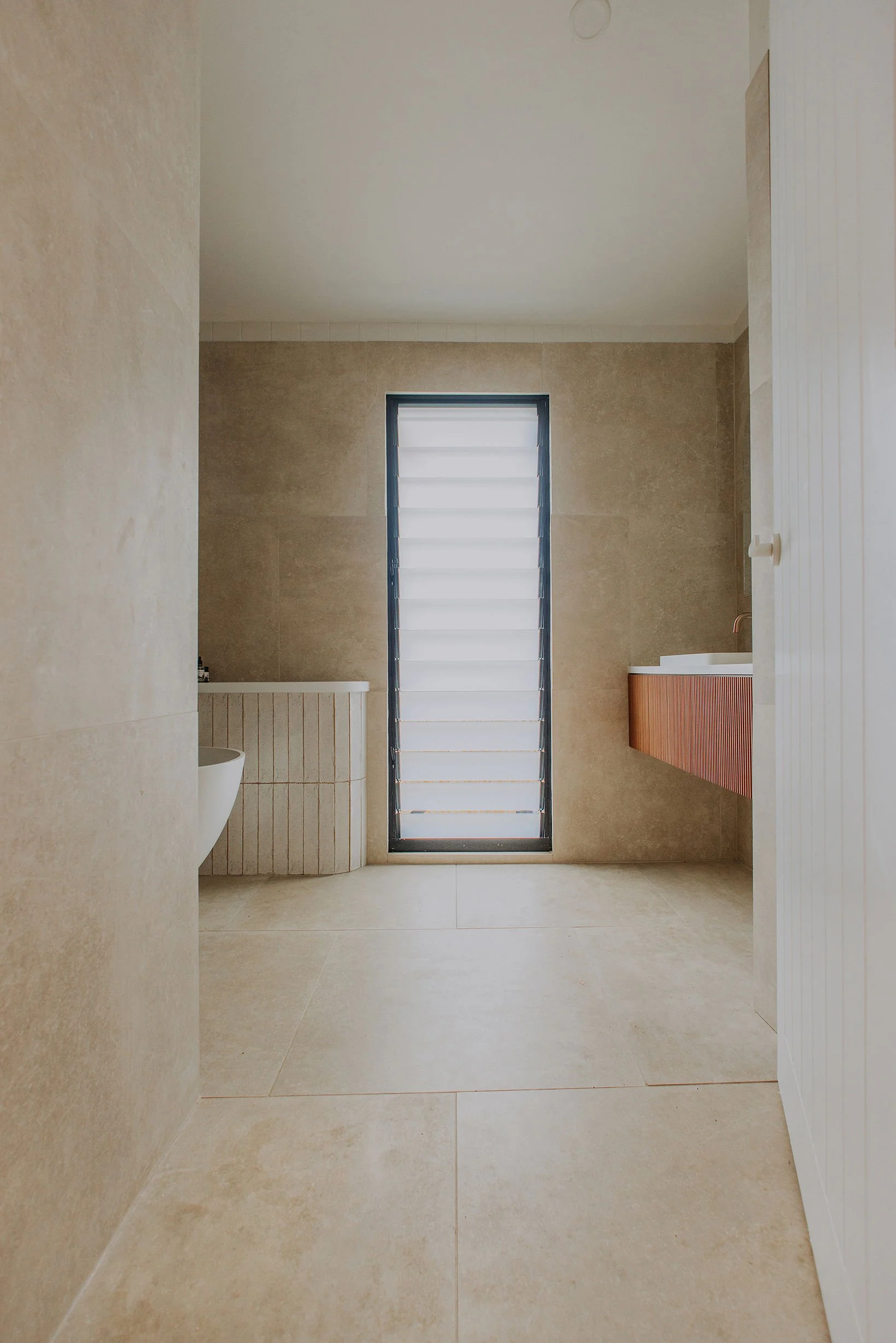 Designer Bathroom with highlight window