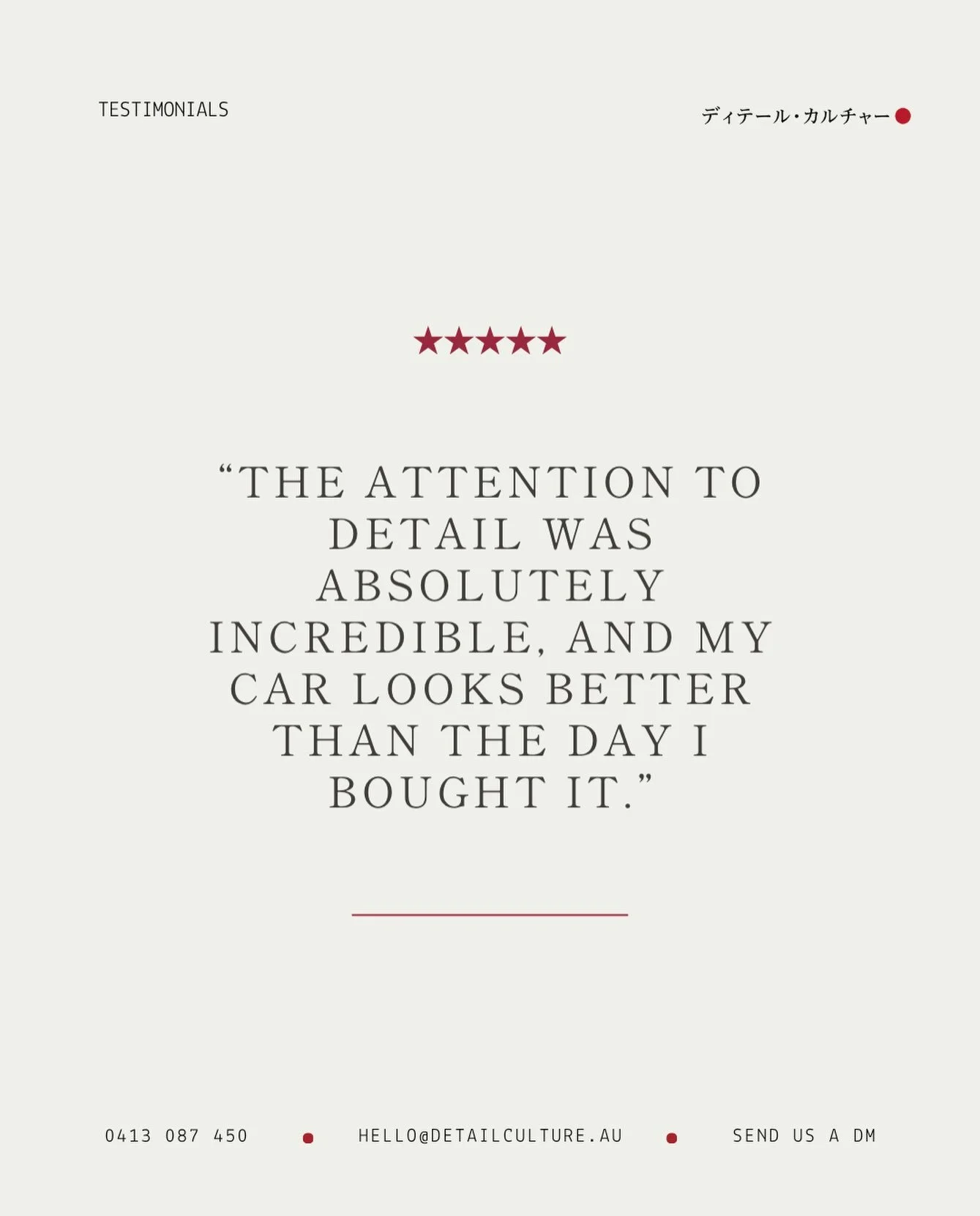 Real clients. Real results.

This review means a lot - the full version can be found in our story highlights.

For us, detailing is not just about making a vehicle look clean. It is about the way the whole experience feels - clear communication, care