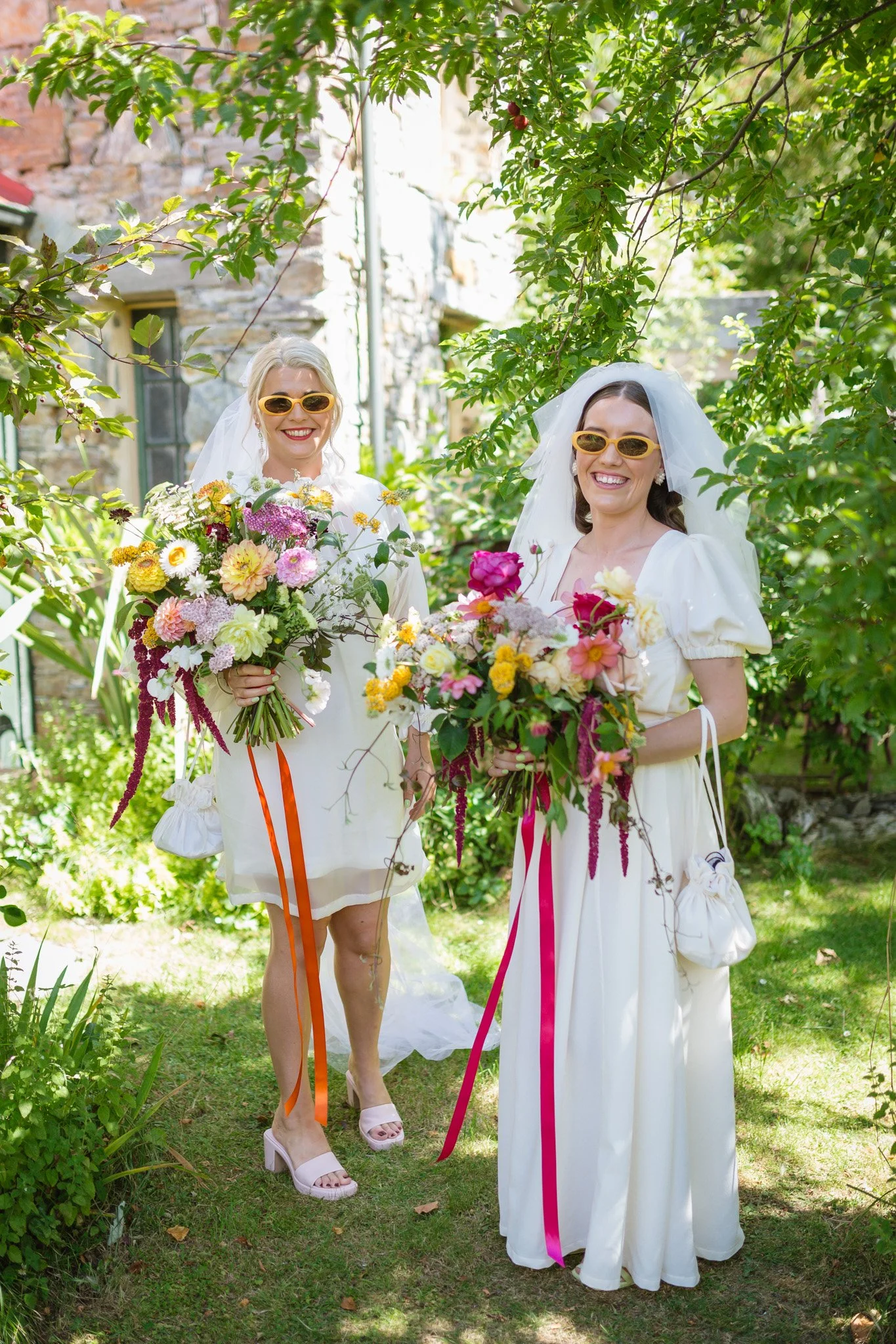 Two brides on their wedding day in St Bathans, Central Otago, wedding photography