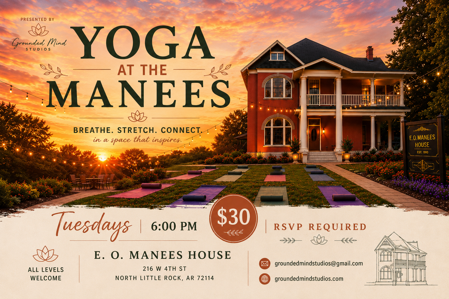 Yoga at the Manees: Evening Sessions at the E.O. Manees House
