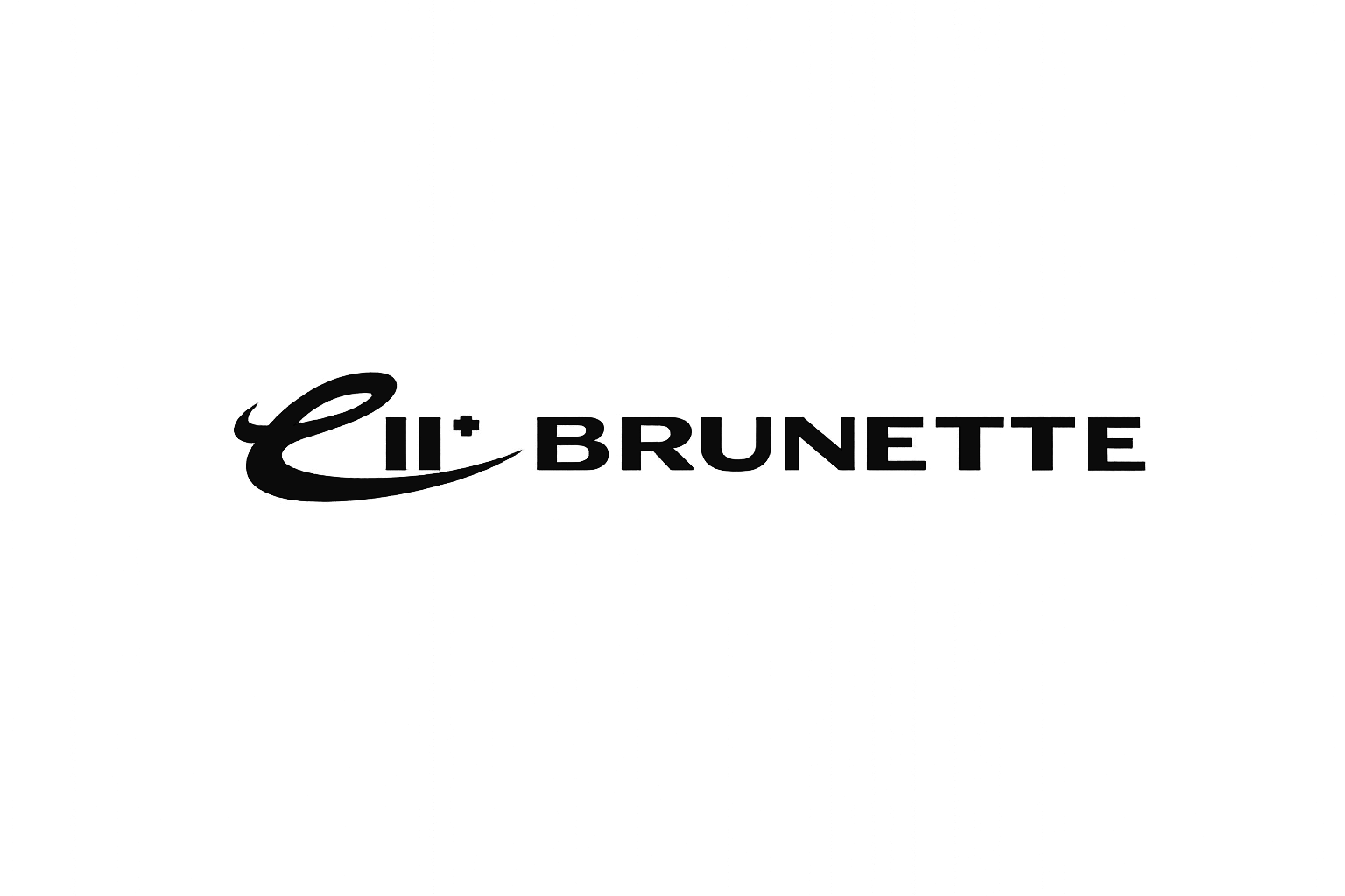 Black logo with a stylized letter E and the words 'Brunette' and possibly some other text that is difficult to read.
