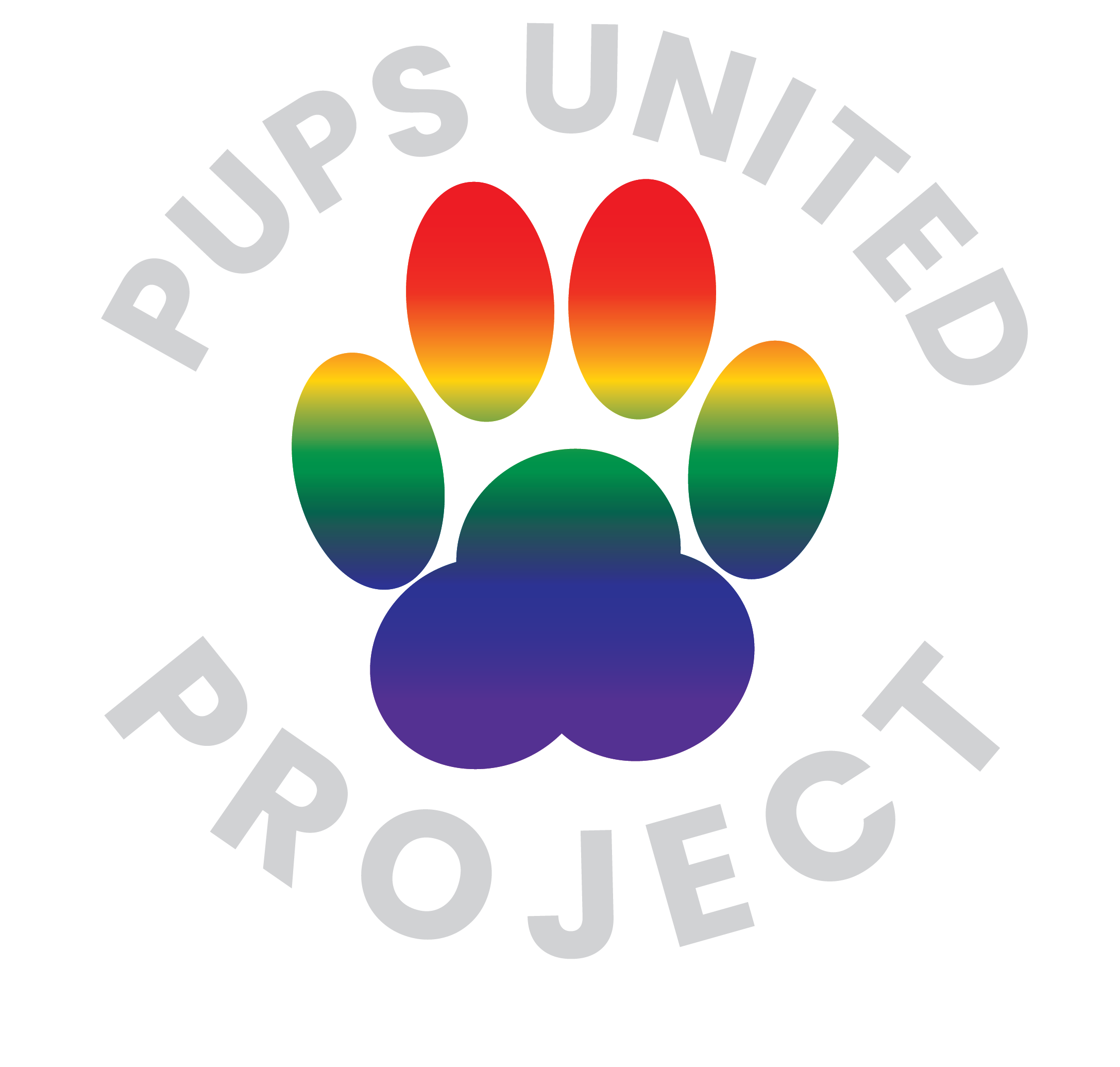 Colorful paw print graphic surrounded by the words "UPSIDE UNIVERSE" and "PEACE" on a black background.