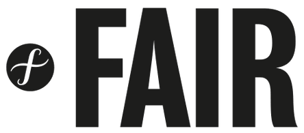 Logotipo con la palabra 'FAIR' en letras negras grandes y un símbolo más pequeño antes de la palabra.