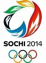 Sochi 2014 Winter Olympics logo with a colorful abstract flame and the Olympic rings underneath.