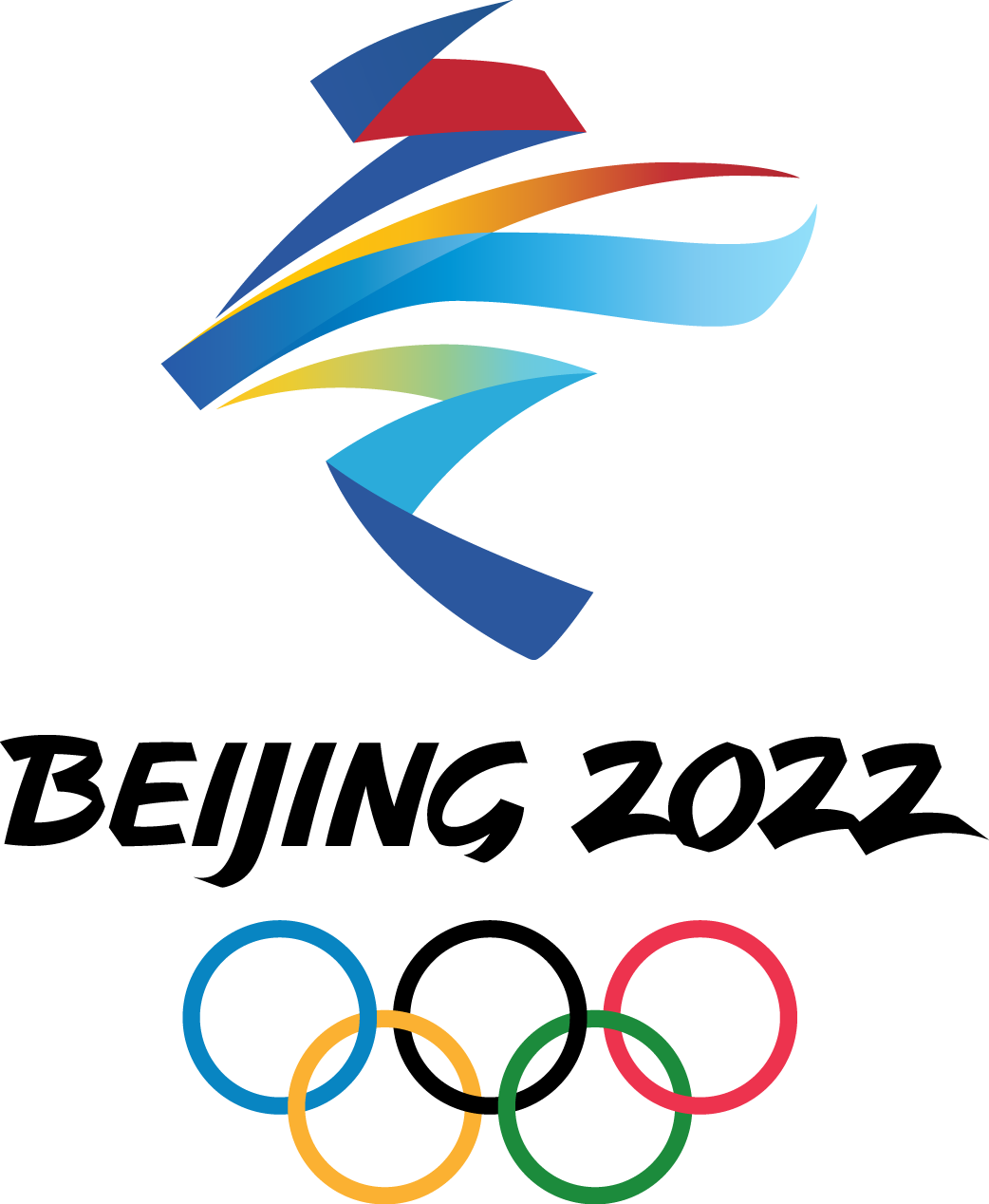 Official logo for the Beijing 2022 Winter Olympics featuring stylized eagle head, Olympic rings, and the event name.