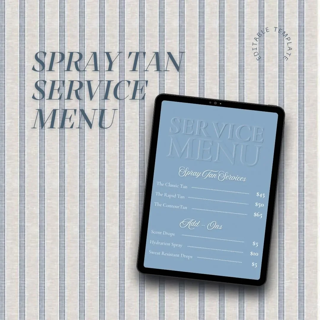 Spray Tan Service Menu Template