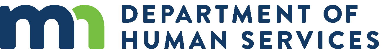 The words "Department of Human Services" next to the letters mn, which are blue and green