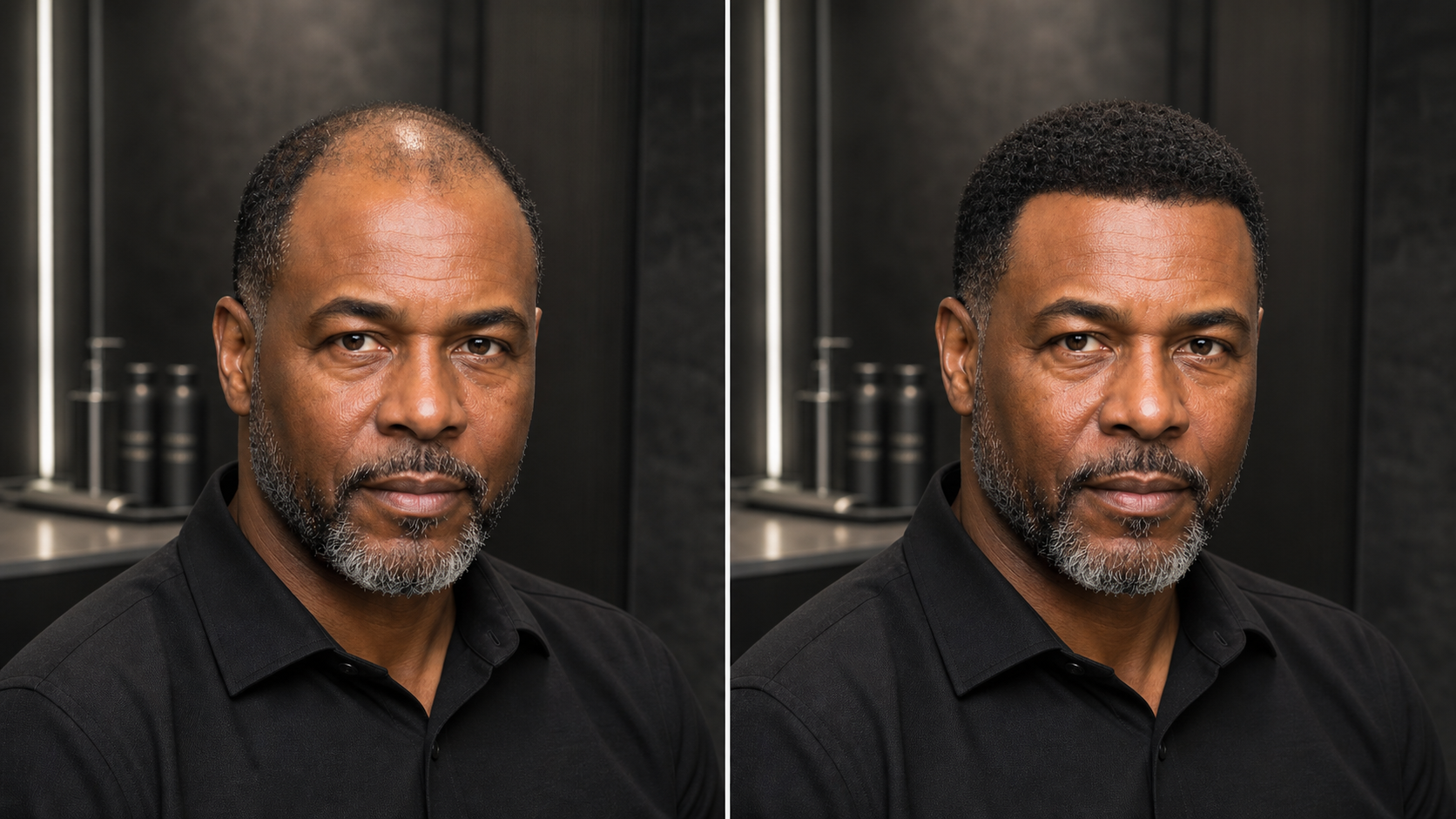 Natural-looking frontal hairline improvement before and afte