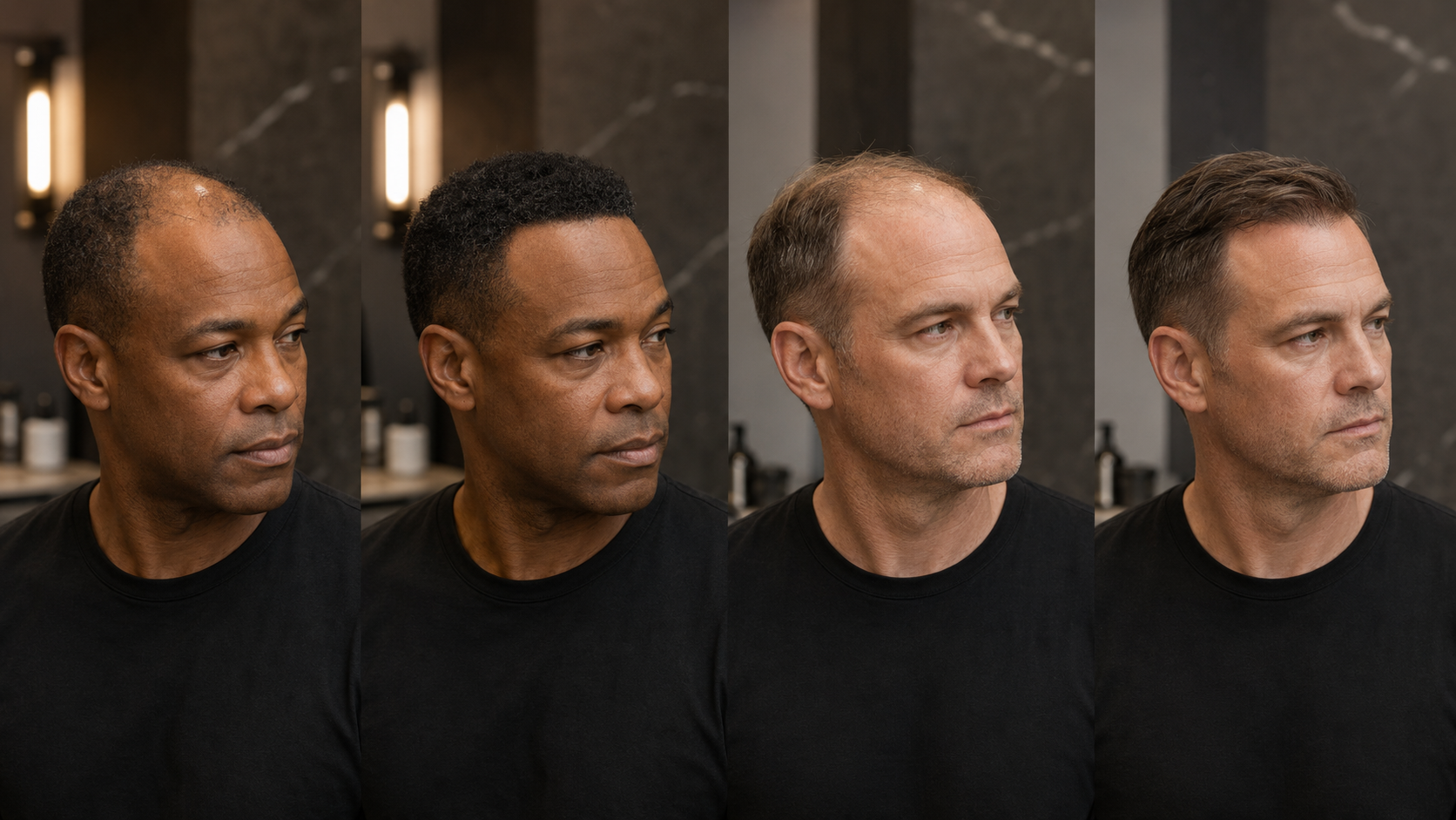 Non-surgical hair replacement result with natural hairline