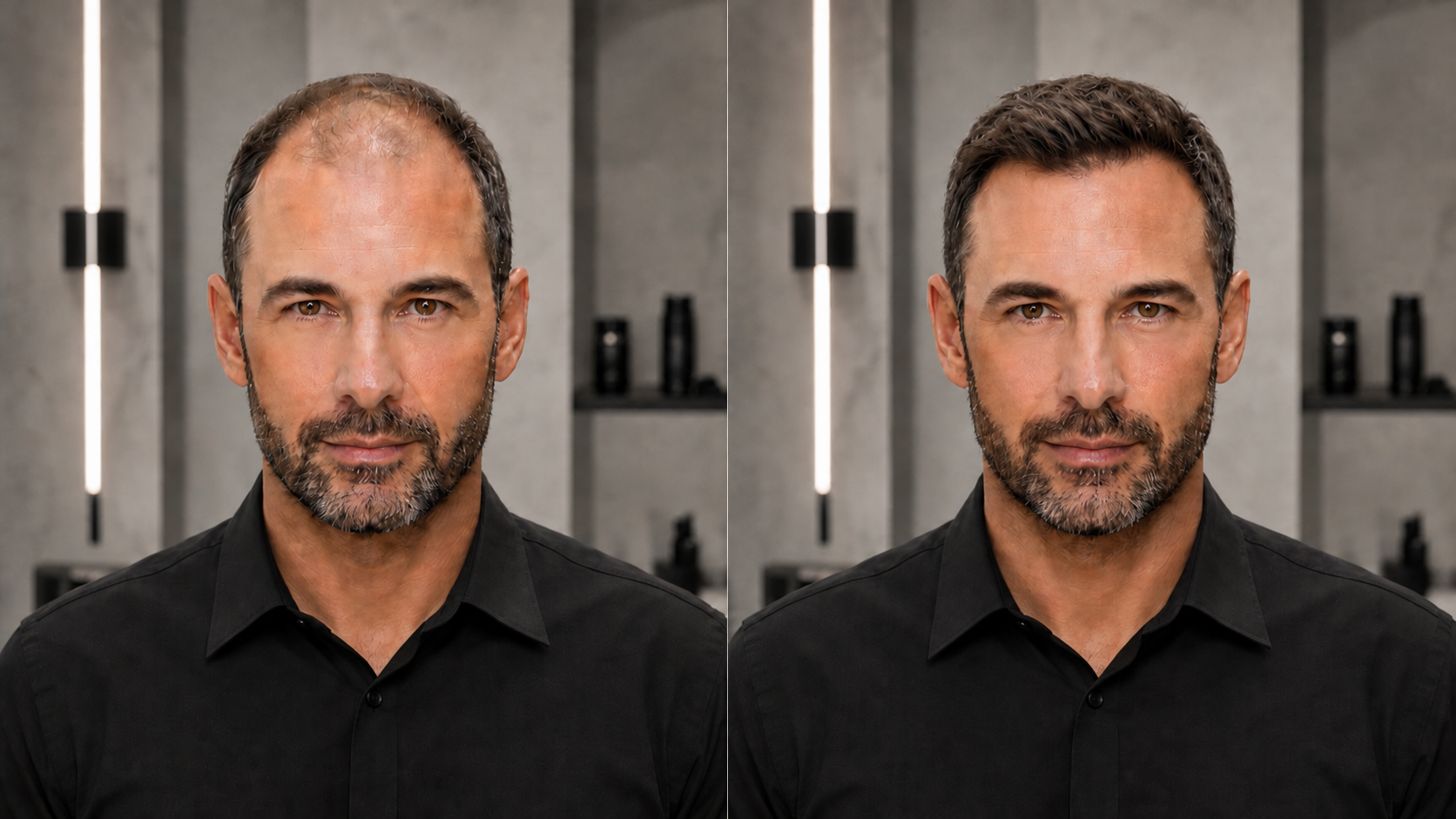 Before and after scalp coverage improvement for men