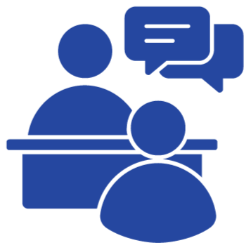 Icon of two people in conversation with speech bubbles