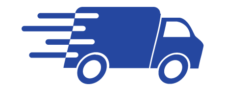 Icon of a delivery truck with motion lines indicating speed.