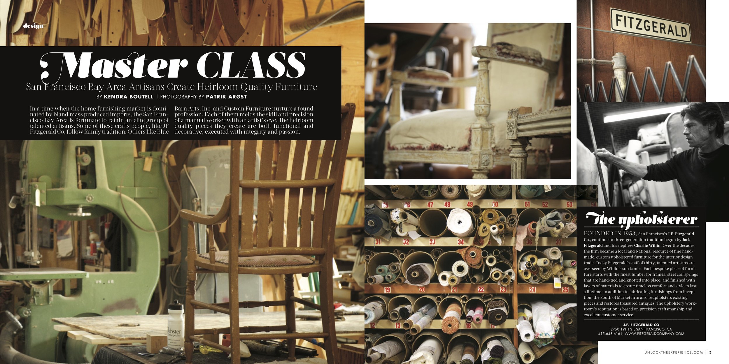 Shortlist San Francisco & Napa Valley | Design | JF Fitzgerald Co, Custom Furniture, Blue 
Barn Arts, inc | Departments