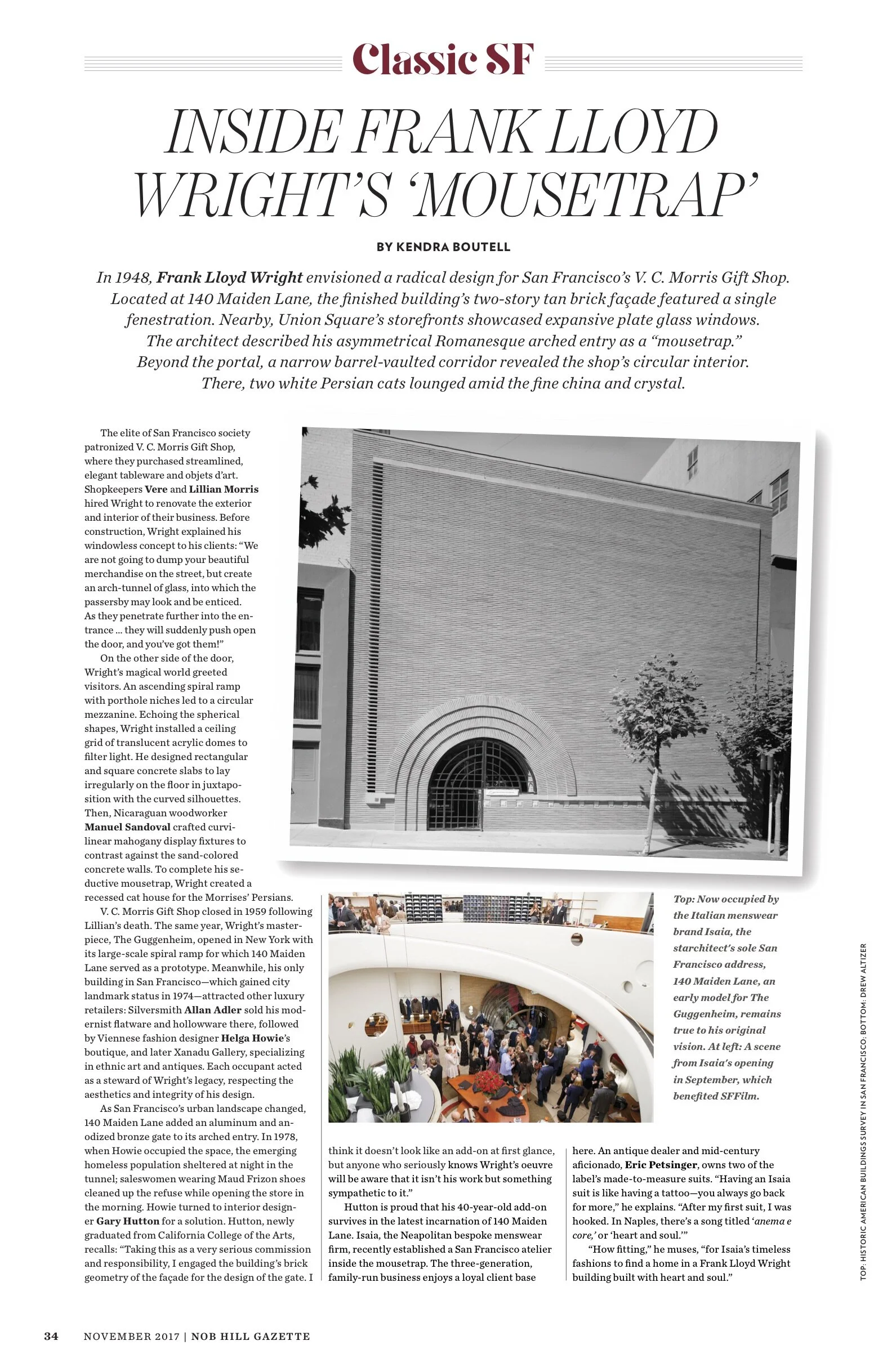 Nob Hill Gazette | Classic SF | Frank Lloyd Wright's Mousetrap | Departments
