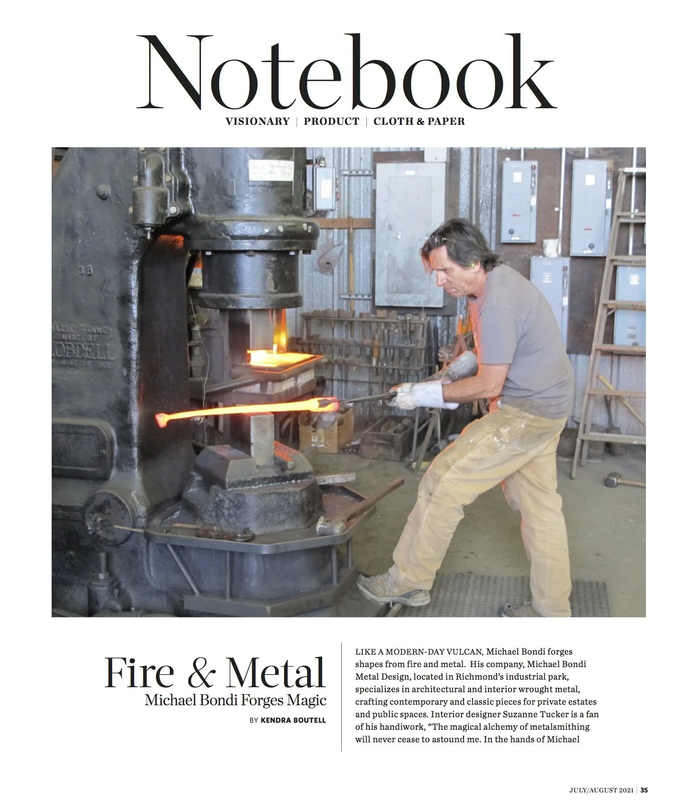 California Homes Magazine | Notebook | Visionary | Michael Bondi Metal Design | Departments
