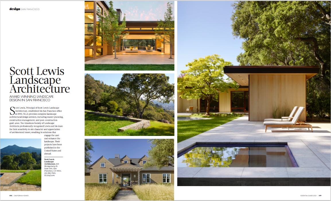 The Essential Guide to Architects & Builders
2021 Edition | California Homes Magazine | Scott Lewis Landscape Architecture | Advertorial
