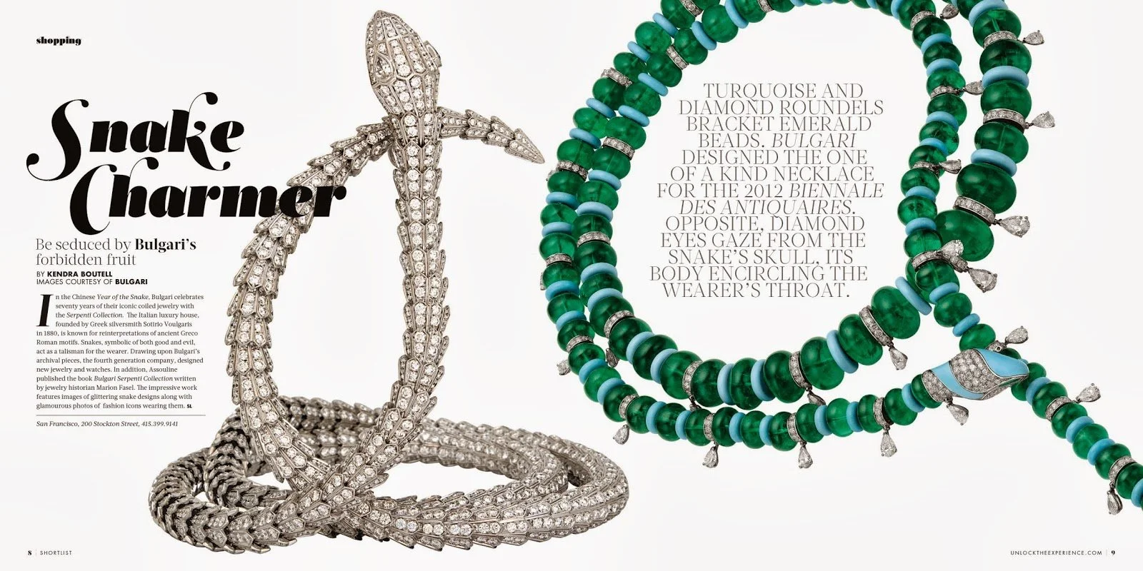 Shortlist San Francisco & Napa Valley | Shopping | Bulgari | Departments