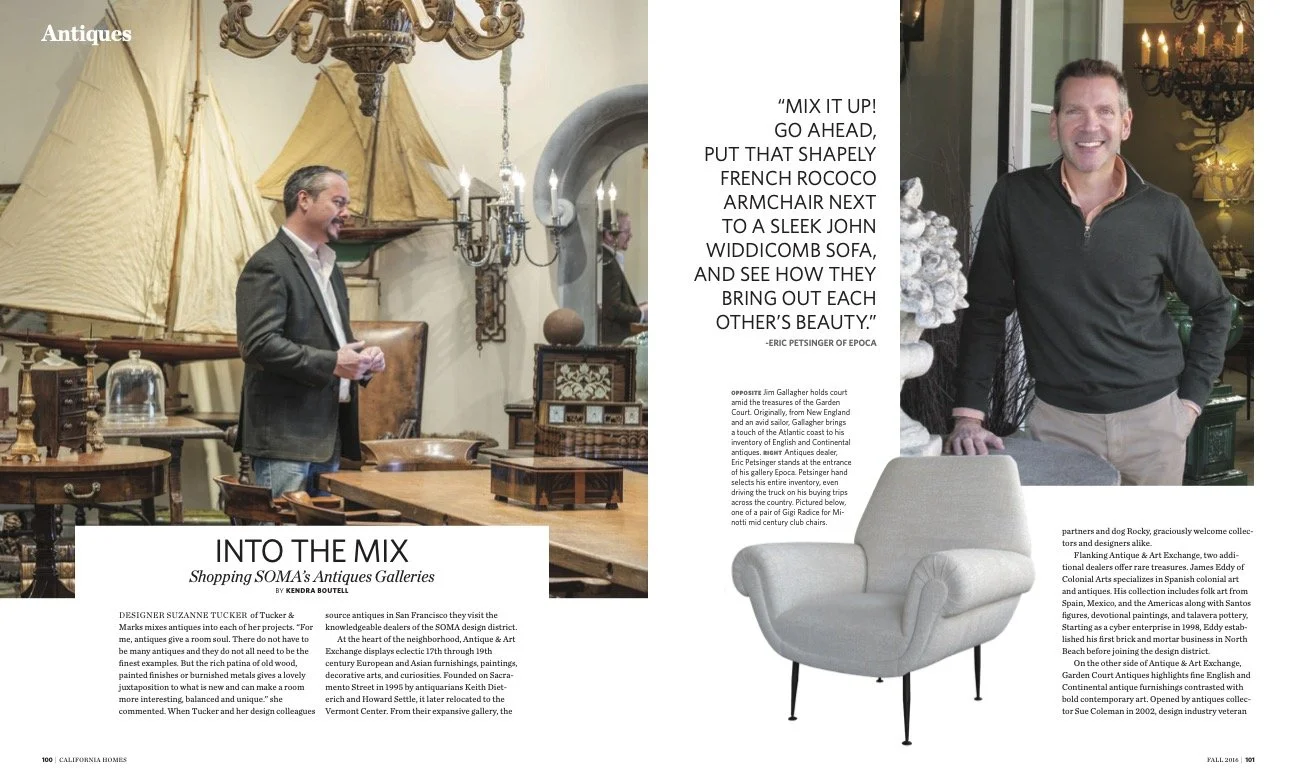 California Homes Magazine | Notebook | Antiques | SOMA's Antiques Galleries | Departments