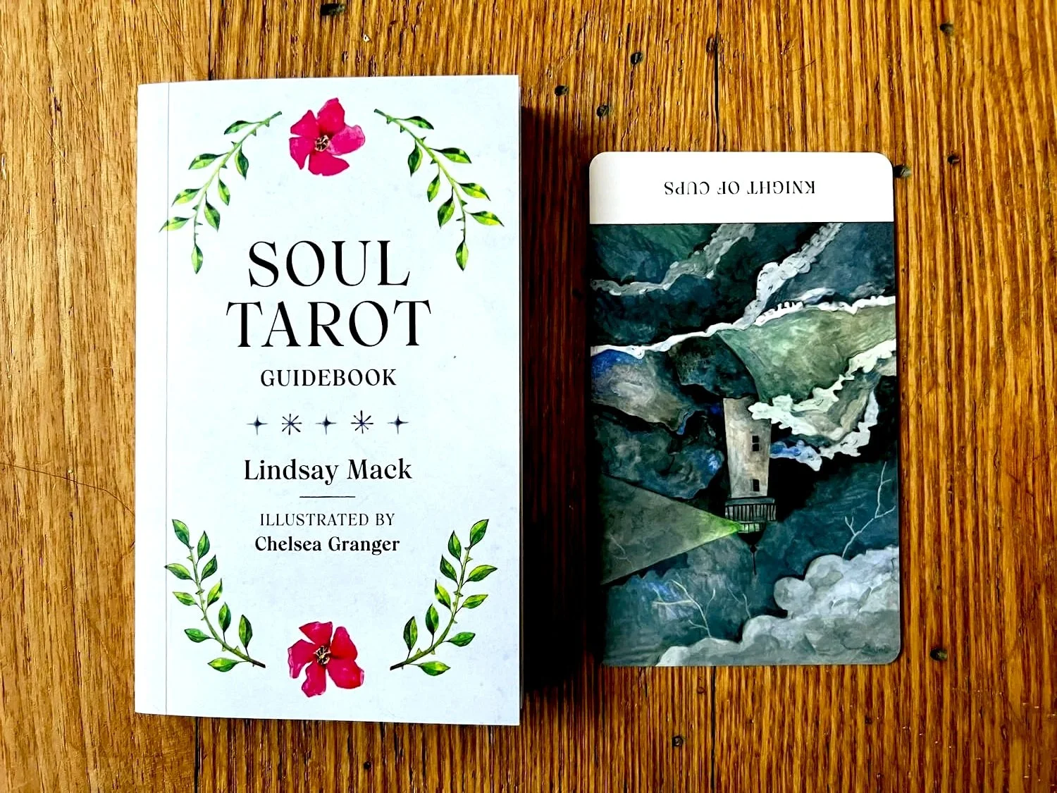 Soul Tarot guidebook and knight of cups, reversed