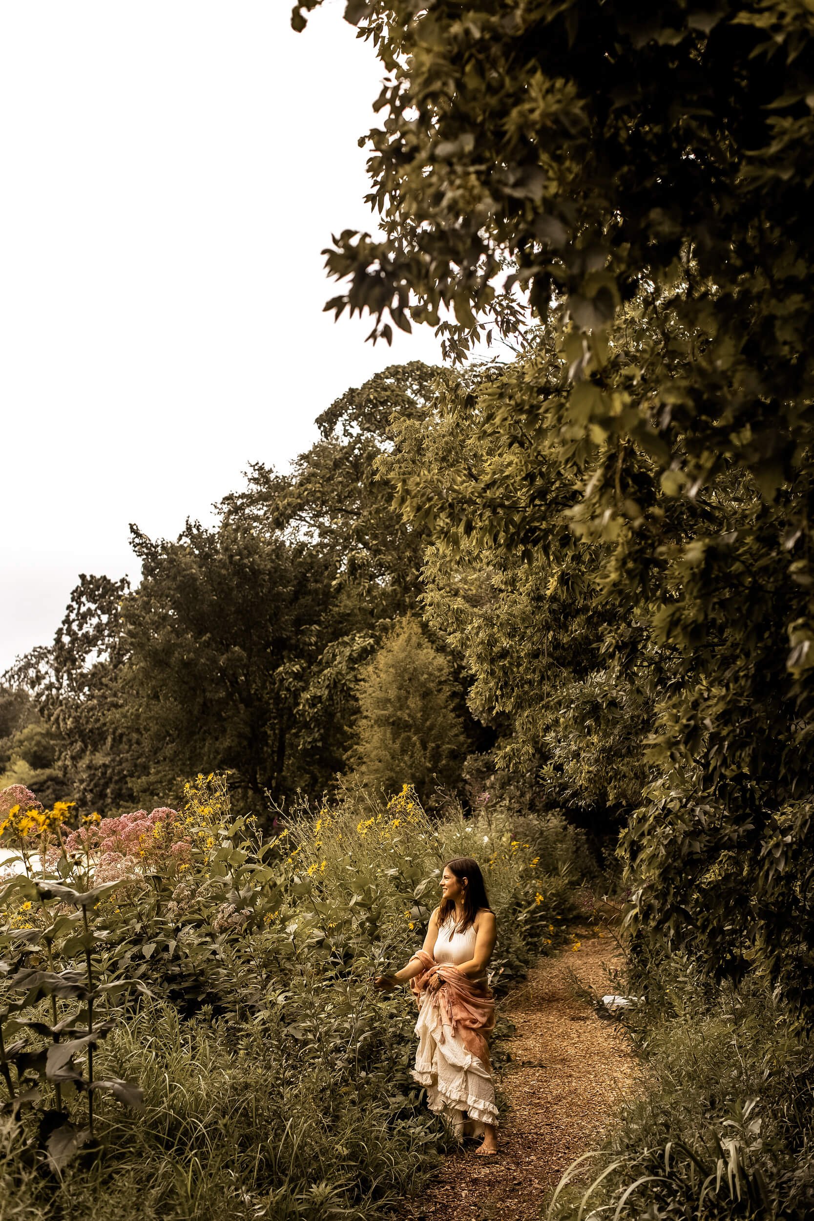 Kristi Amdahl on a path by the lagoon
