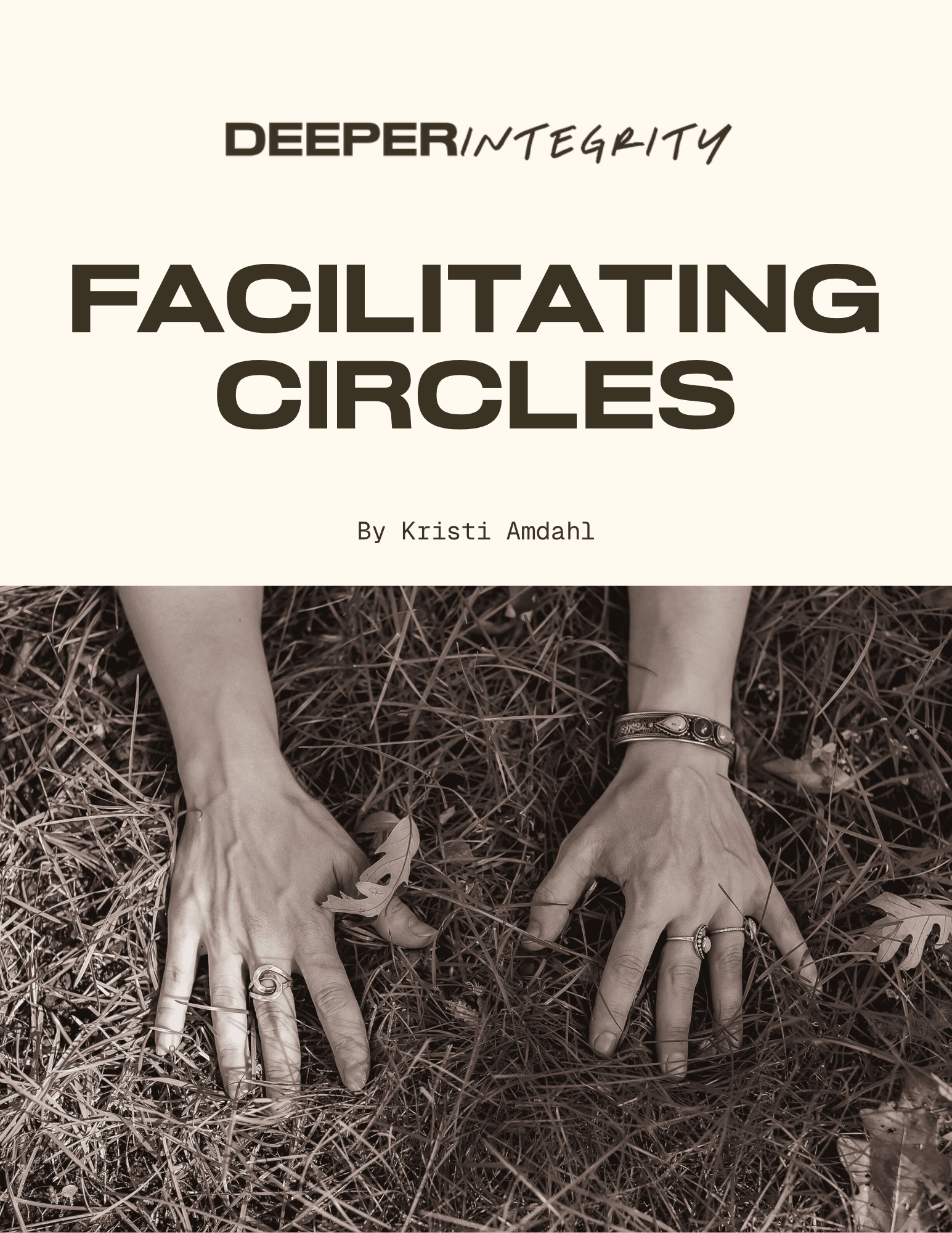 Facilitating Circles infographic with Kristi's hands on the ground in reverence