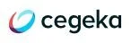 Cegeka logo with black and blue text and a swoosh icon.