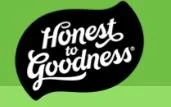 Black speech bubble with white text saying 'Honest to Goodness' on a green background