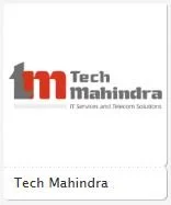 Tech Mahindra company logo with red and black design on a white background.