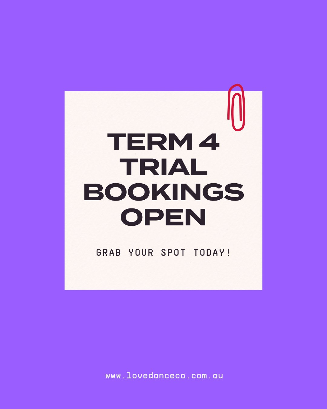 Term 4 kicks off at Love Dance Co on Friday!⁠
⁠
It's not too late to start dance classes this year - trial bookings for term 4 are open via our website or linkinbio!⁠