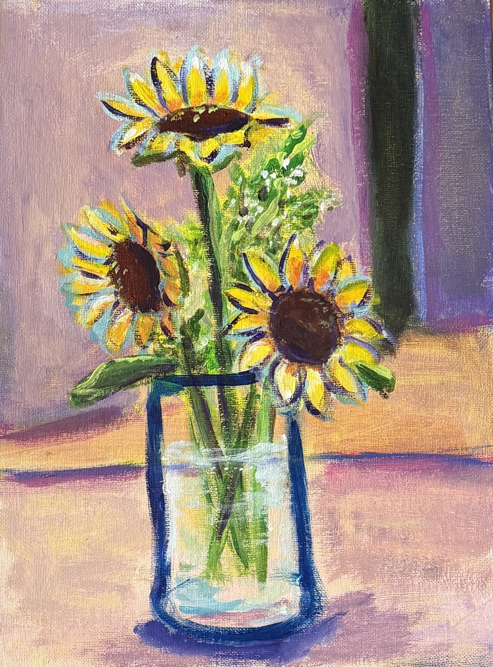 Sunflowers, acrylic on board (2025)