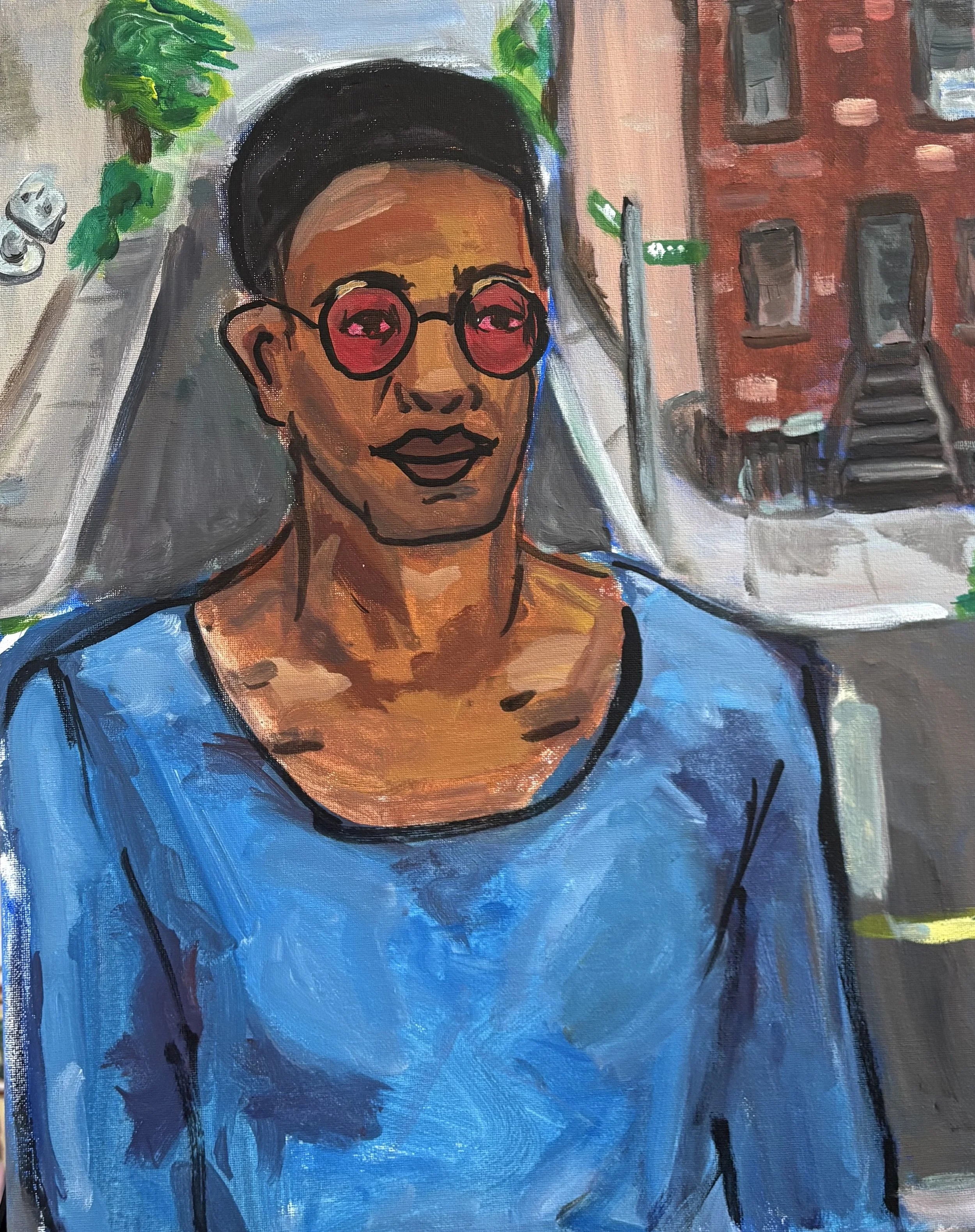 Man In City, acrylic on canvas 16"x20" (2026)