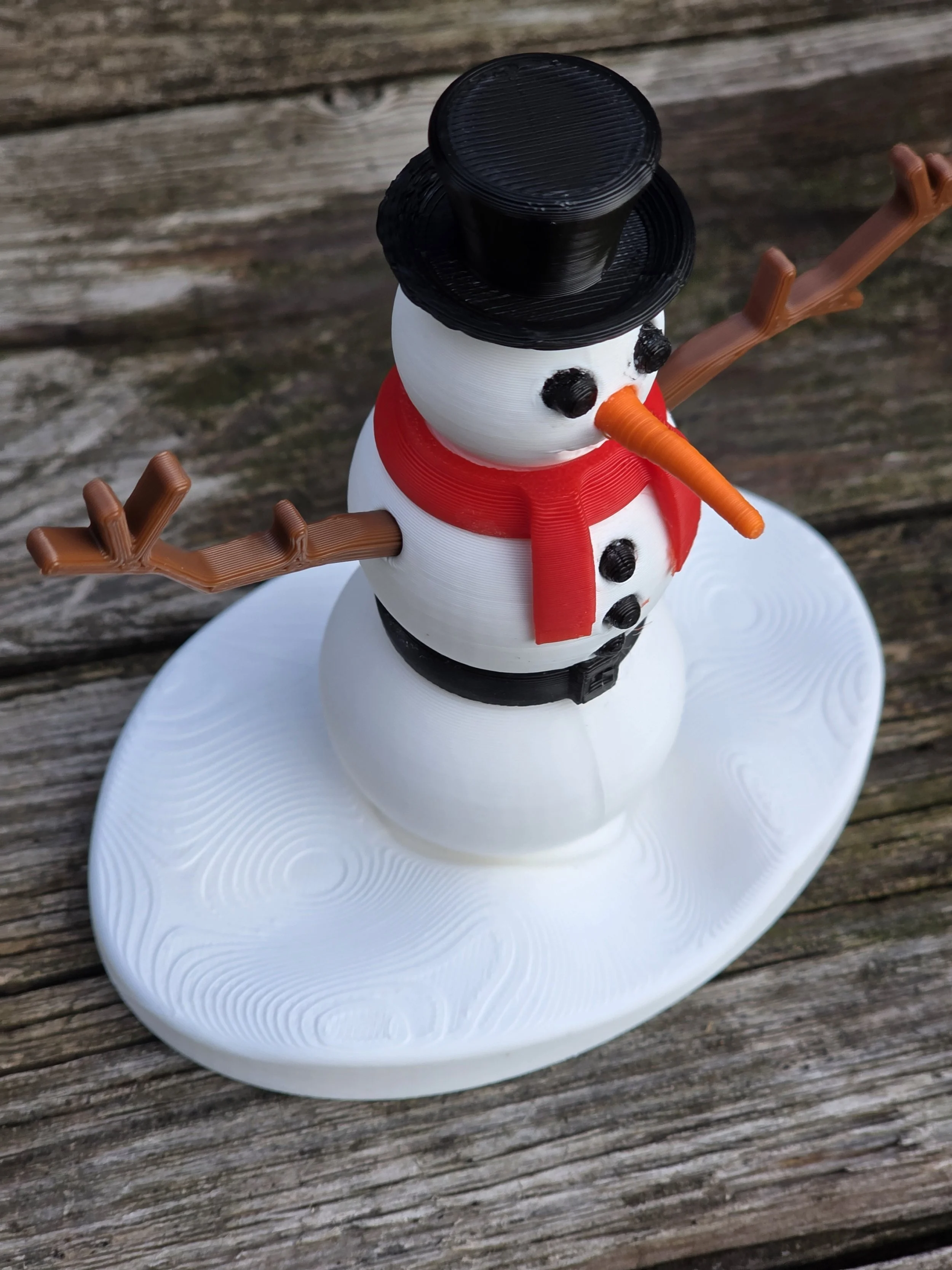 3D Printed Snowman Figurine with Top Hat