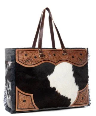 Cartwright Hand Tooled Bag Black and White