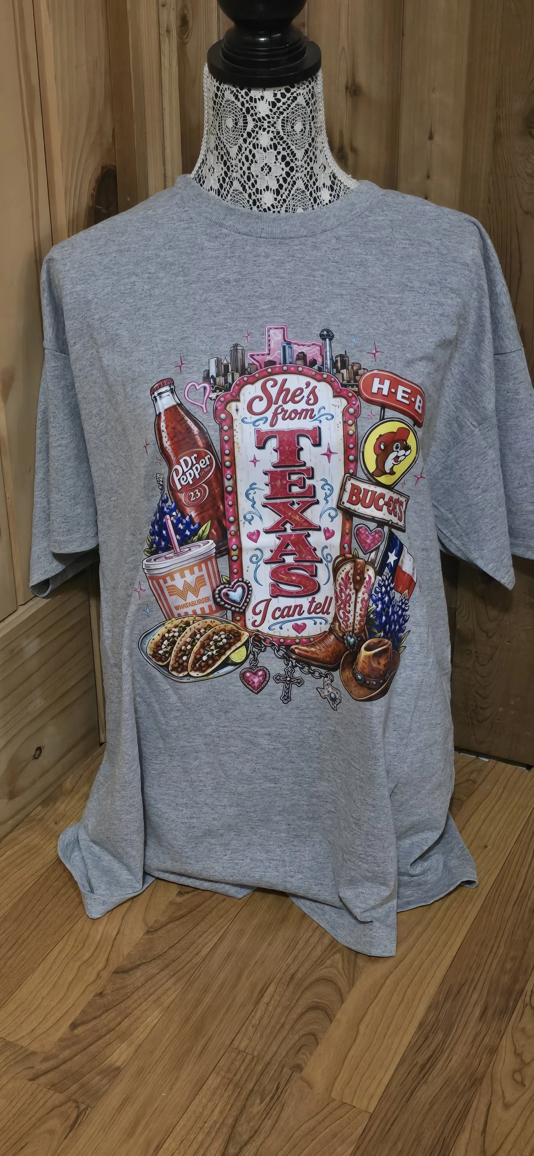 She's From Texas Tee on Sport Gray