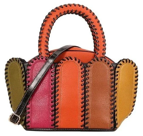 Stitched Color Block Patchwork Satchel