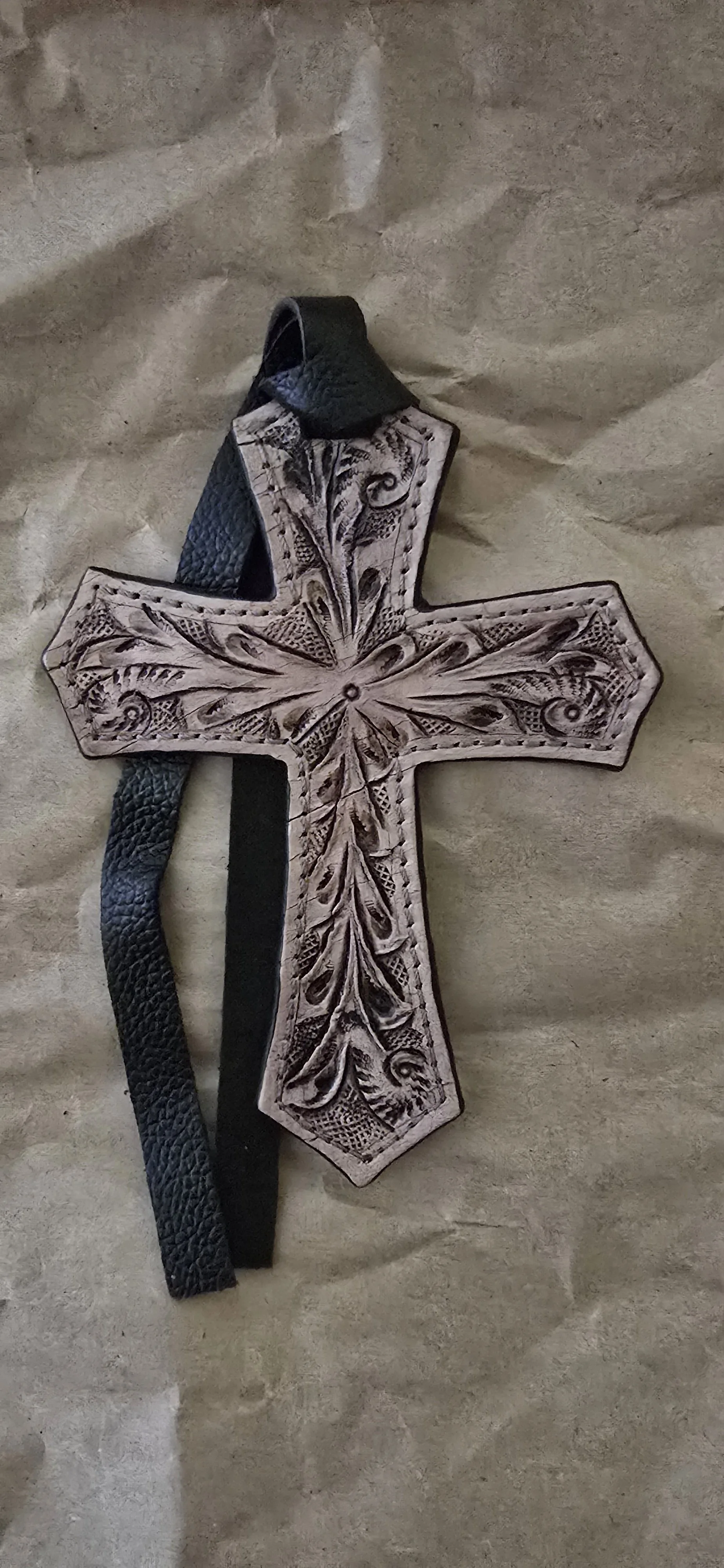 Leather Cross washed