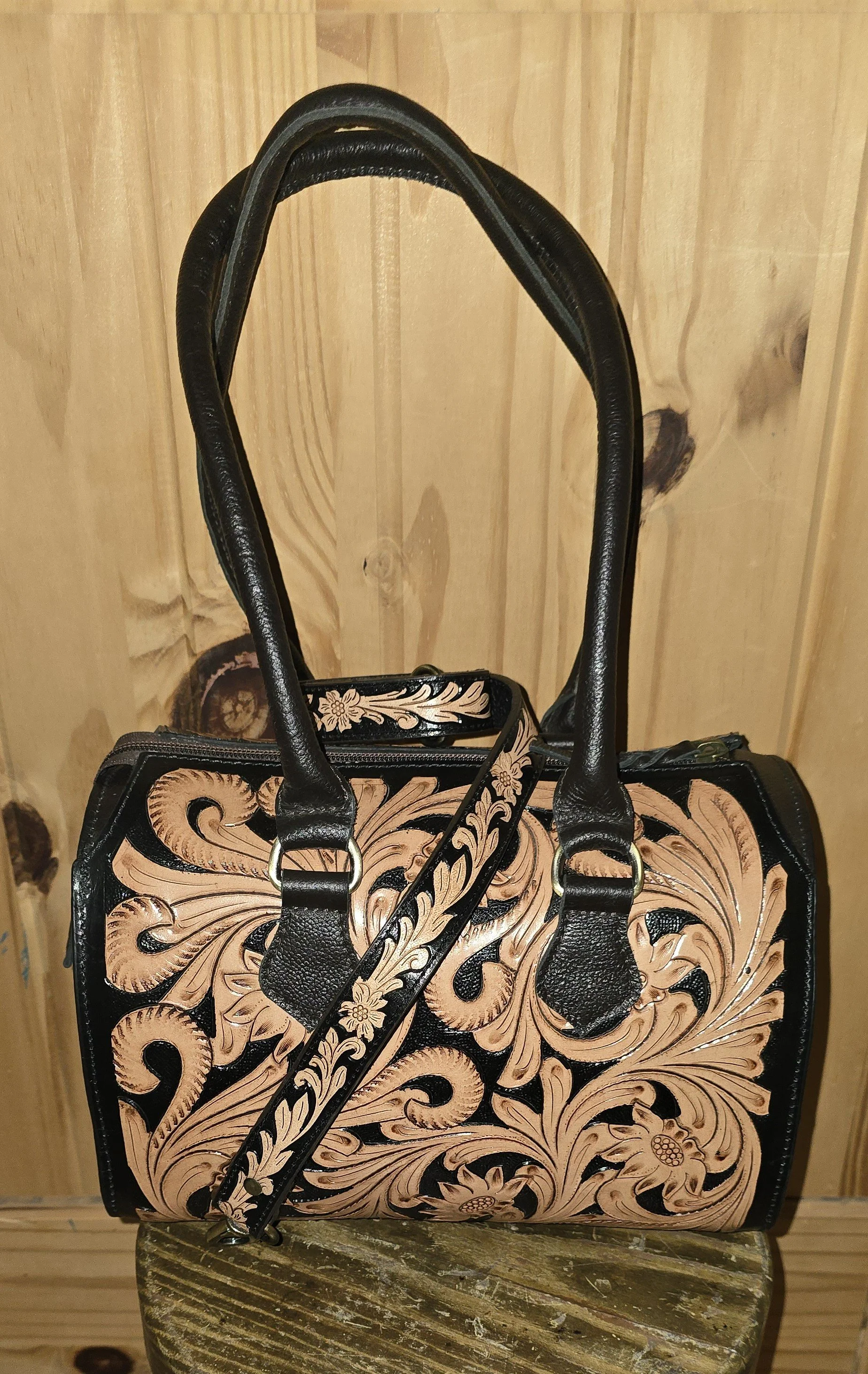 Leather Speedy Purse Black & Brown