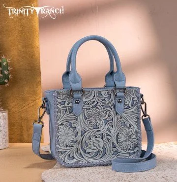 Trinity Ranch Floral Tooled Collection Mini Tote/Crossbody - Jean