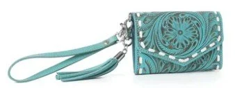 Elise Handtooled Leather Wallet/Wristlet in Lagoon Trail