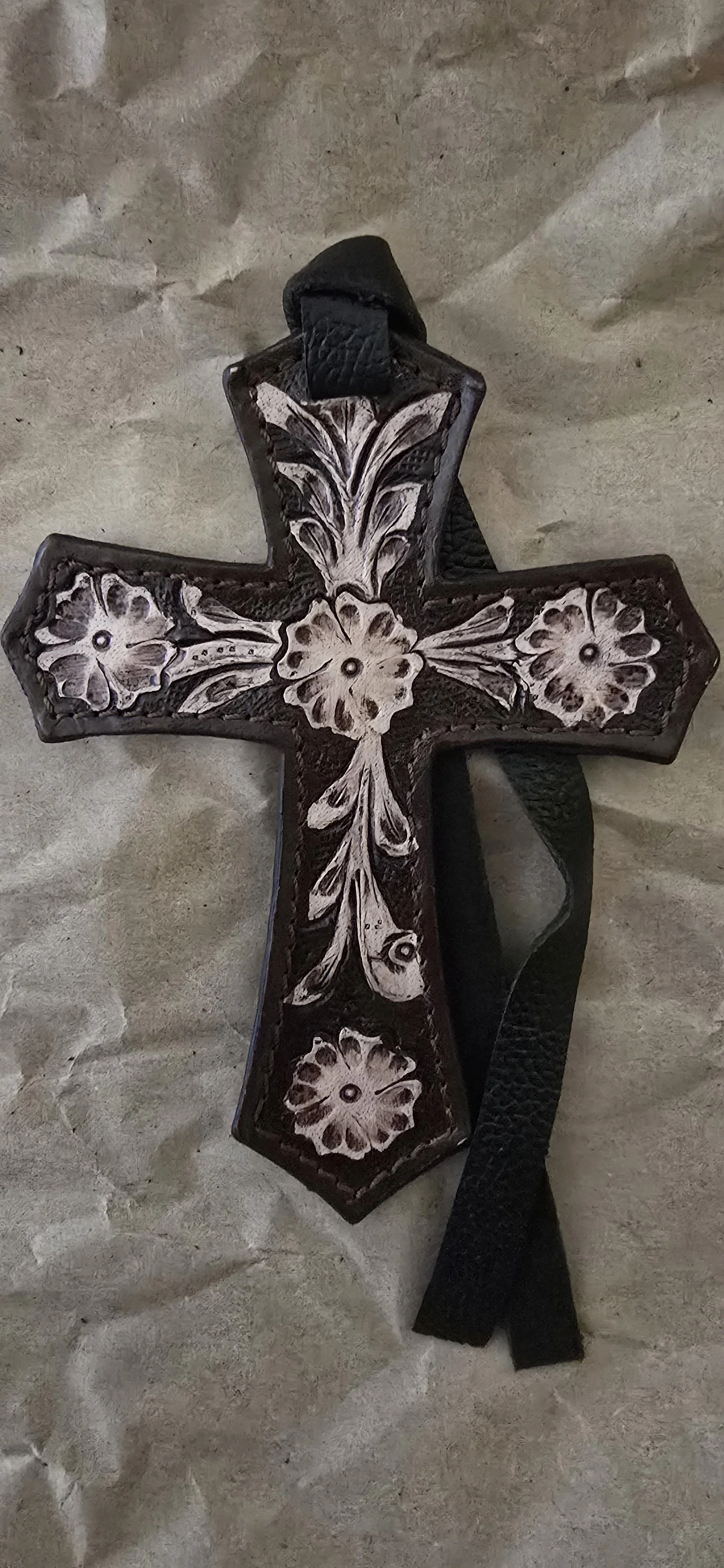 Leather Cross brown floral washout