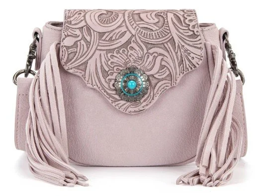 Montana West Floral Tooled Fringe Crossbody Bag