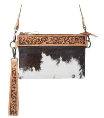 Stone Barrow Hairon Leather Bag in Ochre Frost (also Wristlet)